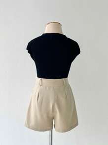 Female Fashion Shorts Women's Tailored Casual Versatile Front Pockets Zipper With Buttons - 米色 - 查看 2