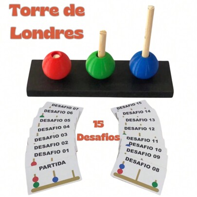 Torre de Londres Brinquedo Educativo: Desenvolva Habilidades Cognitivas e de Resolução de Problemas com Este Desafio Divertido e Didático 18 Peças em MDF e Bolinhas de Plástico Resistente