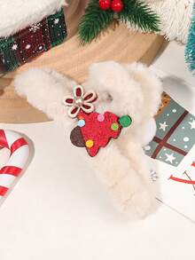 1件圣诞毛绒爪雪人花朵圣诞树卡通发饰，适合派对、下午茶聚会、秋冬季节。 - 彩色 - 查看 3