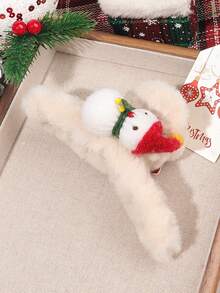 1件圣诞毛绒爪雪人花朵圣诞树卡通发饰，适合派对、下午茶聚会、秋冬季节。 - 彩色 - 查看 4