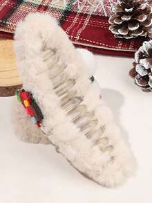 1件圣诞毛绒爪雪人花朵圣诞树卡通发饰，适合派对、下午茶聚会、秋冬季节。 - 彩色 - 查看 2