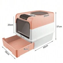 Bac à Litière Fermé, Maison de Toilette Pliable, Pelle à Litière et Boîte de Sac Désodorisant Inclus, Plateau Amovible, pour Petit et Moyen Chat, Capacité de Charge 8 kg