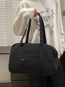 高品质手提包和单肩包，女士时尚休闲大容量旅行包旅行收纳包旅行装备机场旅行用品衣服行李包圣诞礼物创意女士女孩圣诞礼物送给妈妈生日礼物妈妈朋友感恩节感谢礼物 - 黑色 - 查看 3