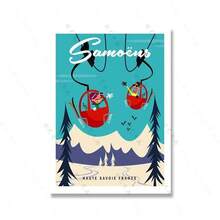 1 件阿尔卑斯山缆车游乐场艺术海报印刷卡通雪山恩格尔贝格铁力士山旅行帆布画房间家居装饰无框 - 彩色 - 查看 31