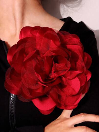 20 cm överdriven retro elegant dubbelskiktad chiffongtyg blommabrosch, dekoration för aftonklänning, kostym, värdklänningsaccessoarer nål för kläder, väska, berlock för skola, kontorsaccessoarer, skjortor, jacka, smycken, jul, halloween, klädnål, roliga, söta lärarpresenter