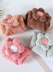 1 bucată prosop de spălat cu model floral de culoare aleatorie, prosop de mână drăguț flanelet absorbant apă pentru bucătărie, baie - Multicolor - Vizualizare 7