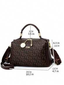 Túi xách hình gối in chữ thời trang đa năng cho nữ, túi đeo vai thường ngày cho nữ - Cà phê nâu - Xem 5