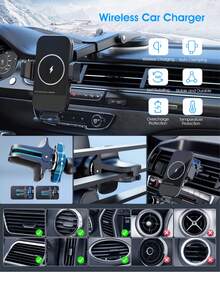 YITUMU Bộ sạc không dây trên ô tô, Sạc nhanh Qi 15W, Kẹp điện thoại trên ô tô, Giá đỡ điện thoại trên cửa gió điều khiển kính chắn gió, Giá đỡ điện thoại trên ô tô cho hầu hết các điện thoại Android và Apple có sạc không dây - Nhiều màu - Xem 7