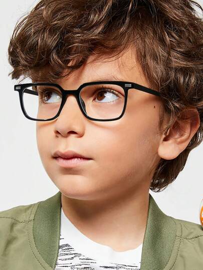 1 件 男孩和女孩 4-8 岁亚克力休闲校园风格矩形时尚眼镜适合日常阅读使用