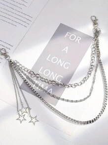 1 件男女通用朋克星吊坠腰链，3 层流苏金属链腰带，适合休闲、户外、运动、旅行、毕业、生日、日常穿着 - 彩色 - 查看 4