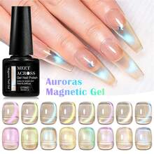 MEET ACROSS Bộ sơn móng tay dạng gel Aurora Cat Eye 1/7/9 chiếc, Sơn móng tay dạng gel Aurora Cateye màu xanh lam, Hiệu ứng Holographic Cateye sáng bóng, Keo dán móng dạng gel từ tính bán vĩnh viễn 7ML, Gel UV LED ngâm lâu trôi, Đồ dùng làm móng, Làm móng nghệ thuật, Làm móng tại nhà, Quà tặng cho phụ nữ - Nhiều màu - Xem 2