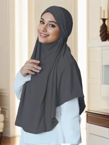 1 pieza Pañuelo de cabeza multiusos de unicolor estilo malayo, máscara, turbante, velo, accesorio de abaya, transpirable y suave para uso diario - Turbante de máscara facial atado malayo - Ver 17