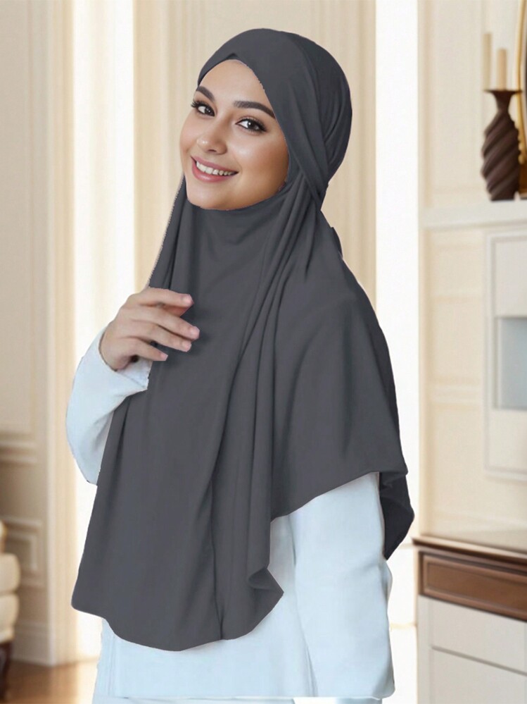 1pc Women Solid Color Malay Tie Headscarf Mask Multifunctional Versatile Hijab Turban Headwrap, Breathable & Soft Abaya Accessories Daily Under Cap Veiled Clothes - Malay Headband Mask - View 16