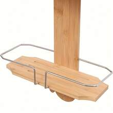 1pc Bamboo 2-Tier Hanging Shower Caddy, Natural Bamboo Material, Shower Head Holder Back To School