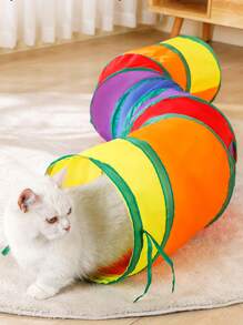 可折叠彩虹猫隧道，可折叠宠物猫隧道玩具，适合猫和兔子，室内/室外使用，便携 - 彩色 - 查看 9