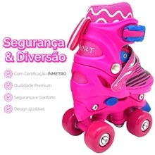 JustFun Children's Quad Skates With 4 Wheels, Girl's Complete, Adjustable, Pink, 29 To 32 + Protection Kit - Pink - View 9