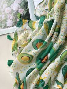 1 chiếc khăn choàng họa tiết hoa nhiều màu có thể đảo ngược, đáng yêu và đa năng, phong cách mới dành cho nữ vào mùa thu/đông, cosplay, du lịch - màu xanh lá - Xem 5