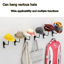 1 件装摩托车头盔架壁挂式不锈钢头盔架 180 度旋转挂钩带双钩自行车头盔架直销 - 黑色 - 查看 3