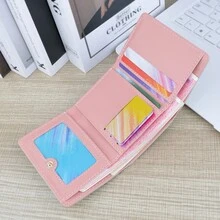 Ví Mini Gấp Ba Mới Cho Nữ Sinh Viên Ví Da Mềm Ngọt Ngào Tươi Mát - Màu be - Xem 2