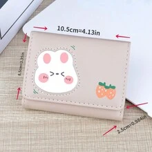 Ví Mini Gấp Ba Mới Cho Nữ Sinh Viên Ví Da Mềm Ngọt Ngào Tươi Mát - Màu be - Xem 3