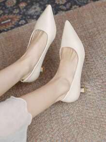2024 Wiosna Nowość Eleganckie Białe Buty Na Wysokim Obcasie Dla Kobiet, Czółenka Sukienki Druhny, Obuwie Profesjonalne Na Wąskim Obcasie Antypoślizgowe