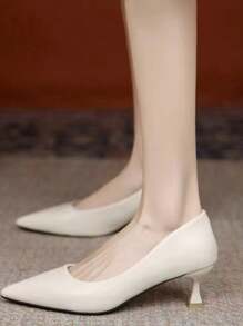 2024 Wiosna Nowość Eleganckie Białe Buty Na Wysokim Obcasie Dla Kobiet, Czółenka Sukienki Druhny, Obuwie Profesjonalne Na Wąskim Obcasie Antypoślizgowe