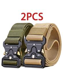 3/2/1pc New Men's Casual Nylon Belt Tactical Quick Release Buckle Outdoor Training Pants Belt Workwear Belt Summer, School