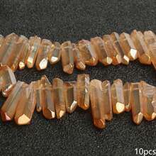 Natural Quartz Crystal Stick Spikes Points Beads 2-8cm Loose Raw Top Drilled Gemstone Beads For Jewelry Making DIY Accessories 10pcs