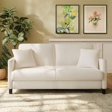 Teddy Velvet Sofa Modern Couch Love Seat Settee Room Apartment Office Couch - 65寸米色 - 查看 3