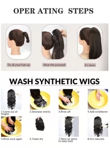 26 Inch Long Water Wave Heat Resistant Synthetic Ponytail, Daily Use Wig Hair Scrunchie For Women - Multicolor - View 12