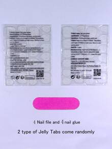 96 piezas/4 sets de pegatinas de uñas acrílicas con forma de almendra, diseño de fresa francesa en blanco y negro y diseño de lazo con perlas, diseño de lazo y cristales en blanco y rosa, incluye 4 piezas de gel de gelatina y 4 piezas de limas de uñas, adecuado para decoración de uñas de mujeres y niñas - Multicolor - Ver 10
