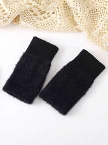 1 Pair Of Simple Knitted Gloves With Exposed Fingers, Suitable For Students' Autumn And Winter Writing And Daily Use, Warm And Antifreeze, Suitable For Both Men And Women, With Multiple Colors To Choose From