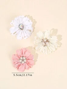 6 件装女孩珍珠花发夹，带水钻，优雅鳄鱼发夹，适合儿童日常头饰 - 彩色 - 查看 4