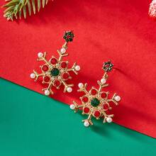 2 对独特时尚圣诞水晶雪花吊坠耳环，适合女性节日派对和日常佩戴，圣诞节、情人节的浪漫礼物 - 多色 - 查看 6