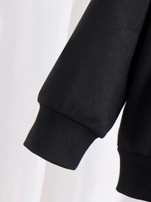 2 件套年轻男孩休闲简约电子游戏图案运动衫和运动裤套装，秋冬 - 黑色 - 查看 4