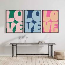 1/3 件爱情海报帆布画时尚复古爱你印刷美学印刷优雅墙壁艺术床头时尚家居装饰无框 - 彩色 - 查看 3