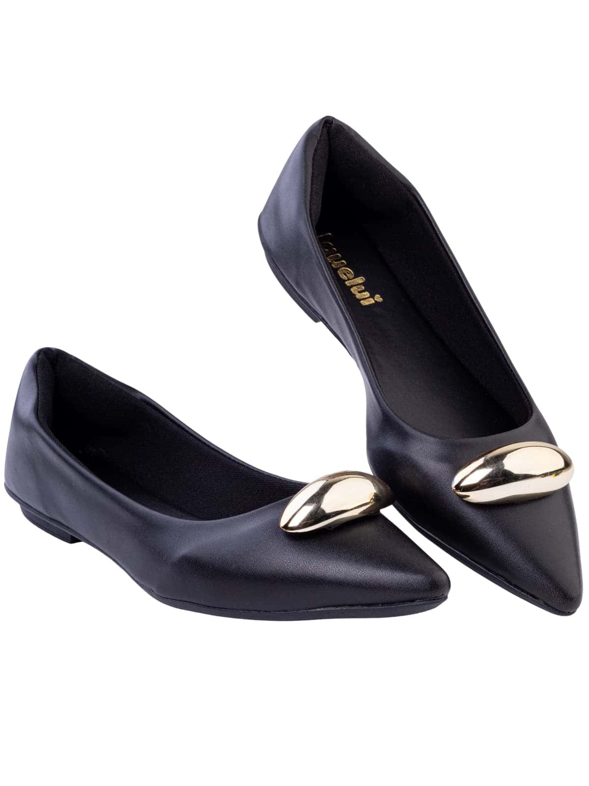 Sapatilha Feminina Bico Fino Preta Casual com Aplique Abs Lesma Tendencia - Preto - Visão 1