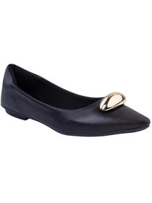 Sapatilha Feminina Bico Fino Preta Casual com Aplique Abs Lesma Tendencia - Preto - Visão 3