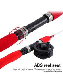 SOUGAYILANG 1Pc 2 Đoạn Cần Câu Cá Trên Băng Đỏ Siêu Nhẹ Và Di Động Có Ghế Cuộn Dây Bằng ABS Và Tay Cầm Bằng EVA, Cần Câu Cá Mùa Đông, Đồ Câu Cá - Đỏ - Xem 6