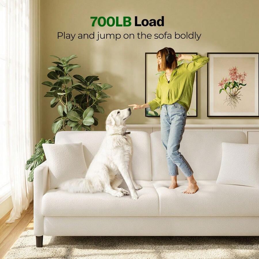 Teddy Velvet Sofa Modern Couch Love Seat Settee Room Apartment Office Couch - 65寸米色 - 查看 1