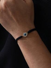 1 chiếc vòng tay đính đá hình con rùa và trái tim nhỏ phong cách cặp đôi màu đen và trắng, dành cho cả nam và nữ - Đen và trắng - Xem 7