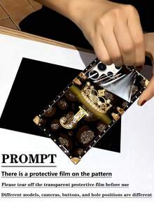 1pc Crown Letter "J" Rectangle Brand Anti-Drop Stylish Phone Case, Compatible With Apple IPhone/ Galaxy/OPPO Reno/Narzo/Vivo/TECNO - Multicolor - View 3