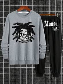 男士印花运动裤和连帽衫套装，百搭日常休闲、周末出游、朋友聚会、旅行等场合皆宜。这款套装是男士衣橱必备单品，也是送给男朋友或老公的绝佳礼物。 - 黑色 - 查看 3