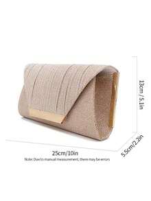 潮流时尚信封手拿包，欧美风格时尚斜挎包，优雅女士派对晚宴包 - 香檳色 - 查看 5