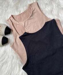 BIA KIT WITH 2 WOMEN'S CROPPED TOPS IN SUPLEX FABRIC WITH HOLE DETAIL ON THE SHOULDER, SUMMER - 黑色 - 查看 7