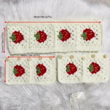onEternal Handmade Crochet Strawberry Steering Wheel Cover And Seat Belt Cover Car Decor Set Interior Decoration - 均碼 - 查看 3