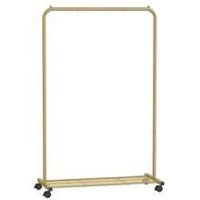 SONGMICS Perchero Burro, Burro de Ropa con Ruedas, Perchero de Metal, Barra Colgante de 91 cm de Ancho, con Estante, 2 Ruedas Bloqueables, Barra Superior Soporta hasta 40 kg, Negro/Dorado/Gris/Blanco - 40,5*91*158cm - Ver 7