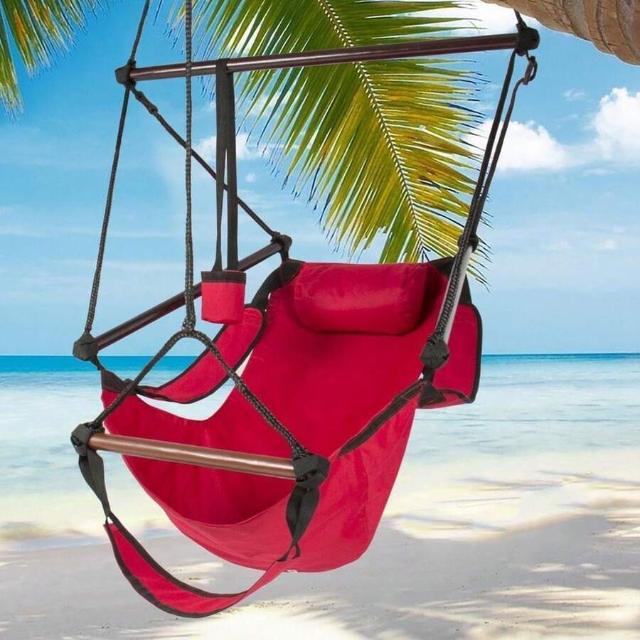Deluxe Hammock Hanging Rope Patio Tree Sky Swing Chair Seat Outdoor