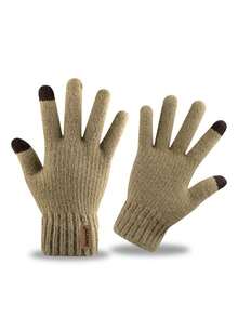 1 双秋冬手套女士男士寒冷天气，女士男士保暖羊毛针织手套，带保暖新雪丽内衬，全指触屏手套防滑骑行滑雪驾驶滑雪手套，暖手器，雪地手套， - 彩色 - 查看 5