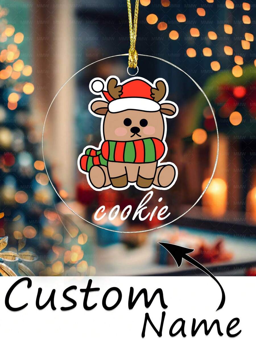 1 件个性化亚克力圣诞鹿挂饰 - 可定制名字吊坠树装饰，送给家人和朋友的完美节日礼物 - 彩色 - 查看 1